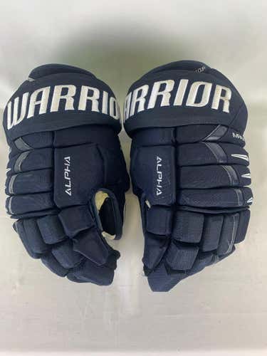 Navy Used Senior Warrior Alpha DX Pro Gloves 14" Pro Stock- Jacksonville Icemen ECHL