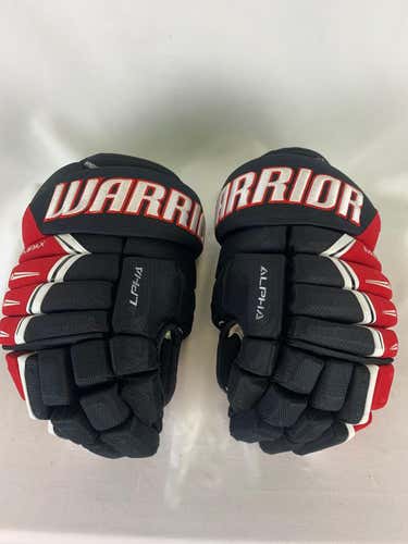 Black Used Senior Warrior Alpha DX Pro Gloves 14" Pro Stock- Rapid City Rush ECHL