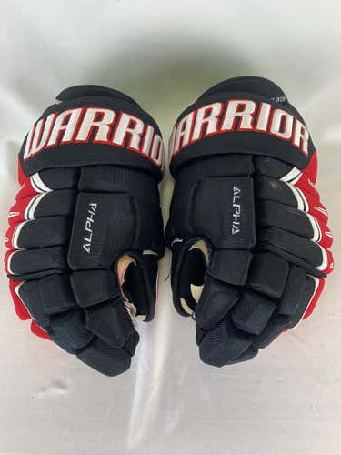 Black Used Senior Warrior Alpha DX Pro Gloves 14" Pro Stock- Rapid City Rush ECHL
