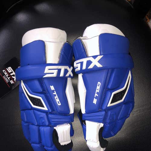 brand new STX Cell III Lacrosse Gloves 13" Large Lax Blue White Nwt