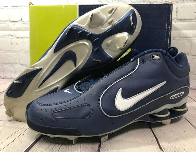 Nike Men’s Shox Monster Metal Baseball Metal Cleats Navy Blue Size 13 New W/Box