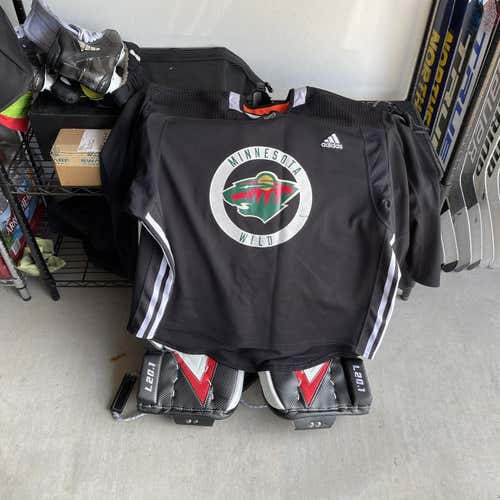 60g Minnesota Wild Black Adult Goalie Cut Adidas Pro Stock Jersey
