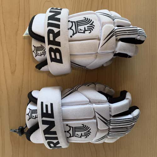 White Used Player's Brine Uprising II 10" Lacrosse Gloves