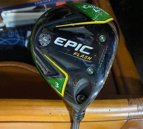 Used Men's Callaway R-H Epic Flash Fairway Wood Stiff Flex 3 Wood w/ EvenFlow Proj X Stiff 65g