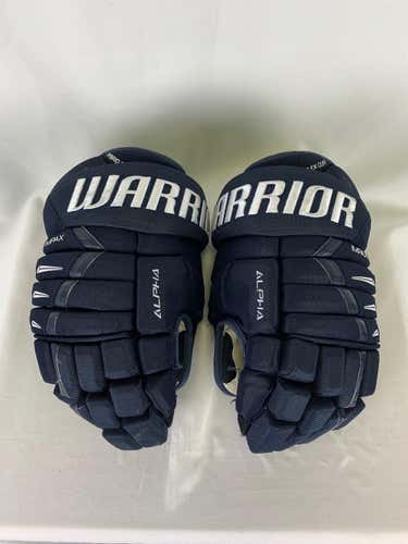 Navy Used Senior Warrior Alpha DX Pro Gloves 14" Pro Stock- Greenville Swamp Rabbits  ECHL