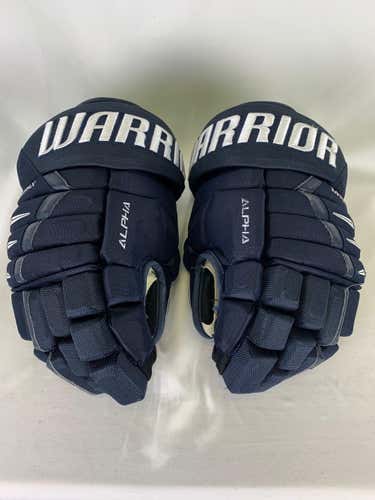 Navy Used Senior Warrior Alpha DX Pro Gloves 14" Pro Stock- Greenville Swamp Rabbits ECHL