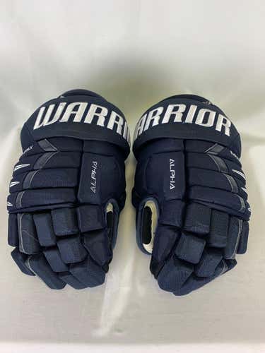 Navy Used Senior Warrior Alpha DX Pro Gloves 14" Pro Stock- Greenville Swamp Rabbits ECHL