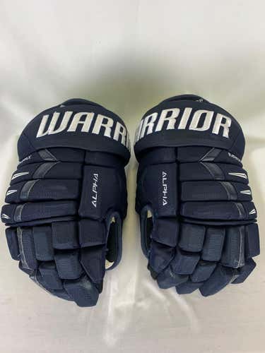 Navy Used Senior Warrior Alpha DX Pro Gloves 14" Pro Stock- Greenville Swamp Rabbits ECHL