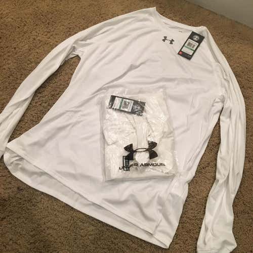 (2 For $30) White Large Longsleeve UA Shirt
