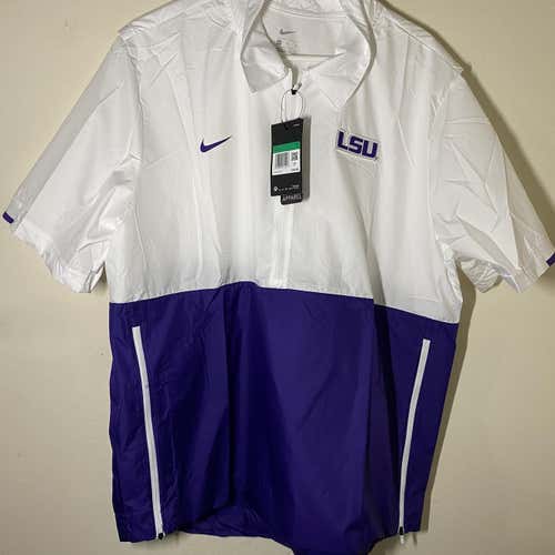 LSU Nike Men's Lightweight Coach Short Sleeve Jacket Large
