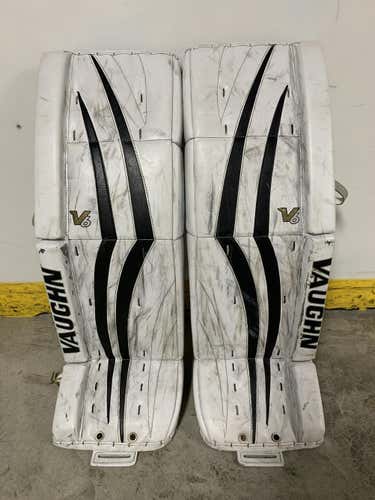 White Used Senior 34" Vaughn Velocity V6 Goalie Leg Pads