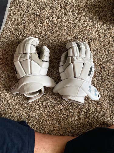 White Used Player's Under Armour Command Pro 13" Lacrosse Gloves