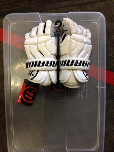 White New Player's Warrior Hundy Lacrosse Gloves 12"