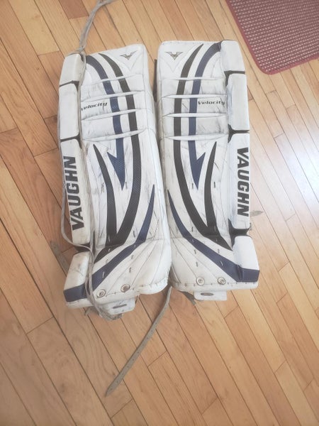 White Used Senior 34" Vaughn Velocity V5 Goalie Leg Pads