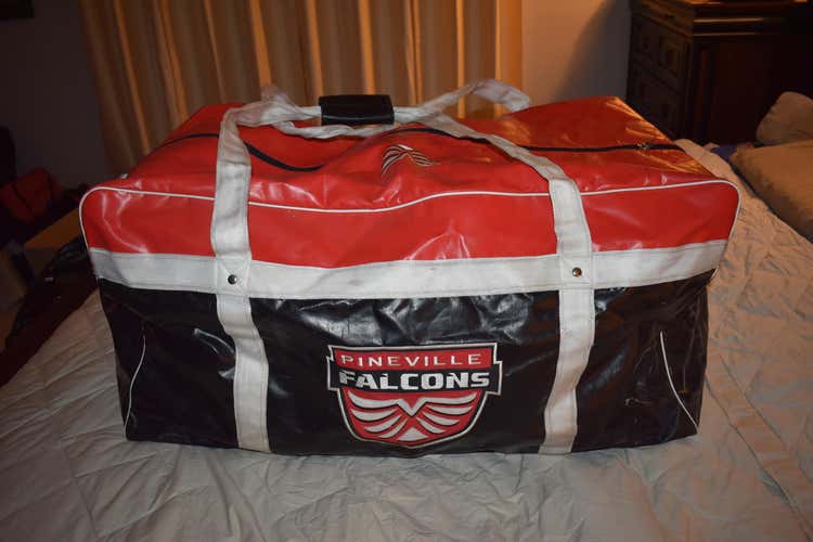 Extra Large Full Leather Hockey Gear Bag, Black/Red