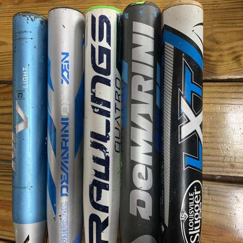 Multiple Bats DeMarini, LXT, Rawlings, Miken