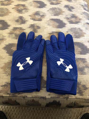New Blue Adult Large Under Armour Harper Hustle Batting Gloves