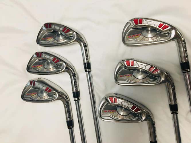 Used Men's TaylorMade Right Handed Burner HT Iron Set 5-PW Stiff Flex Steel Shaft