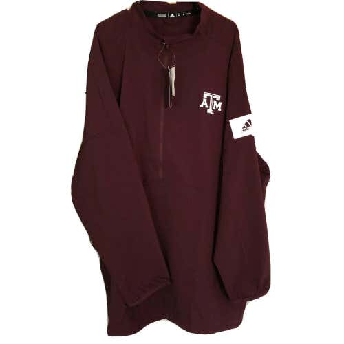 Texas A&M NWT Aggies Adidas 1/4 Zip Pullover Shirt size Men's 3XL