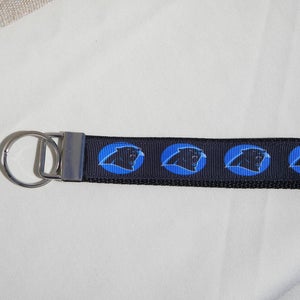 Handcrafted NFL Carolina Panthers Key Chain Wristlet style 2 NEW