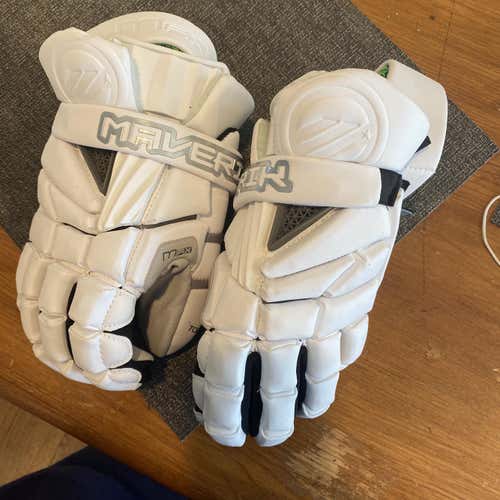 White New Goalie Maverik Max 13" Lacrosse Gloves