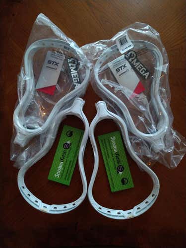 Bundle Deal: 2 White STX Stallion Omega Lacrosse Heads + 2 White Hammer Omega Lacrosse Heads