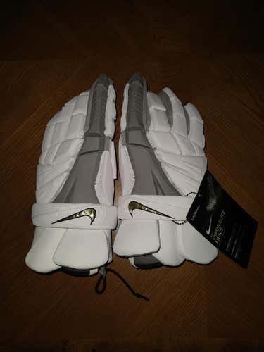 New (white with grey) Nike Vapor Elite Lacrosse Gloves 14" (XL)