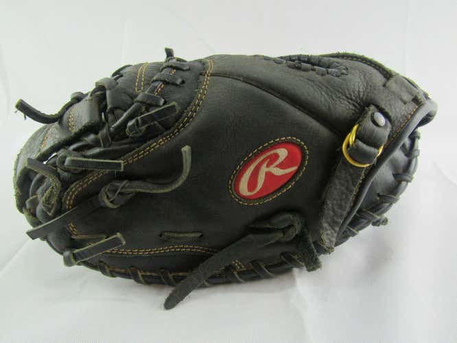 Black Used Rawlings Left Hand Throw Catcher's Baseball Glove 33"