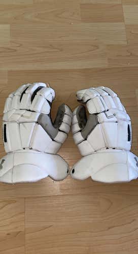 White Used Player's Under Armour Command pro 3 13" Lacrosse Gloves