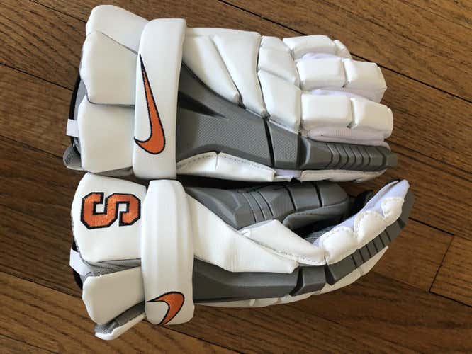 *Brand New, Syracuse Orange,  White Nike Vapor Elite Lacrosse Gloves 13"