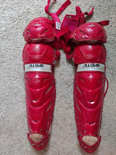 Red Used Adult All Star System 7 Catcher's Leg Guard