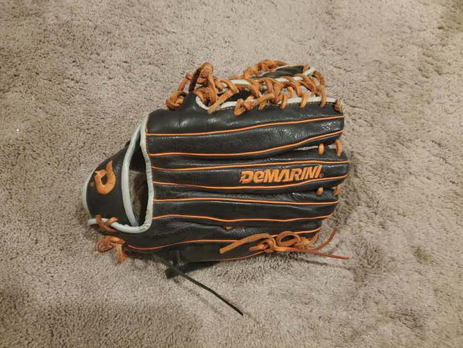 Black Used High School/College DeMarini Left Hand Throw Outfield Insane Baseball Glove 12.5"