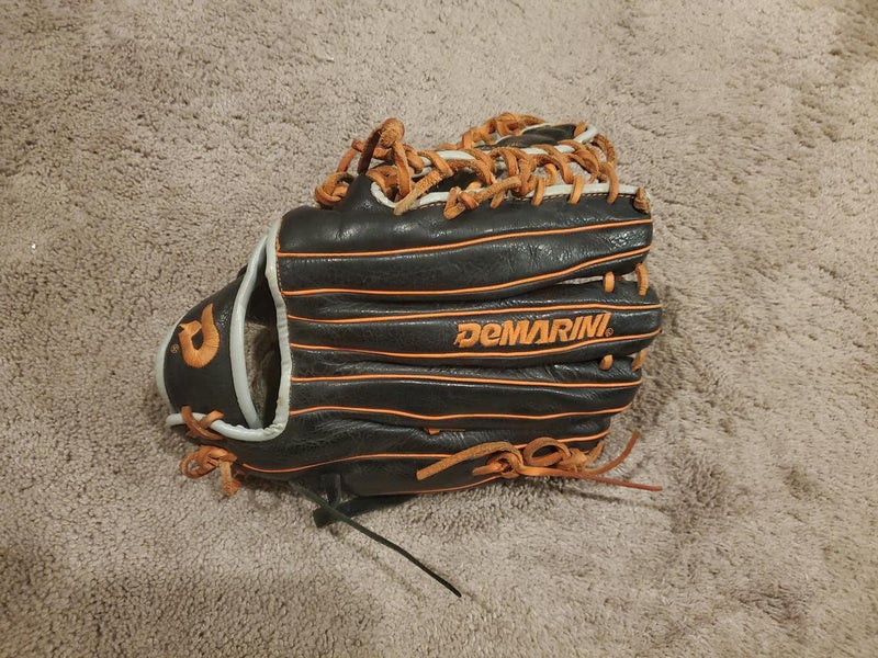 Black Used High School/College DeMarini Left Hand Throw Outfield Insane Baseball Glove 12.5"