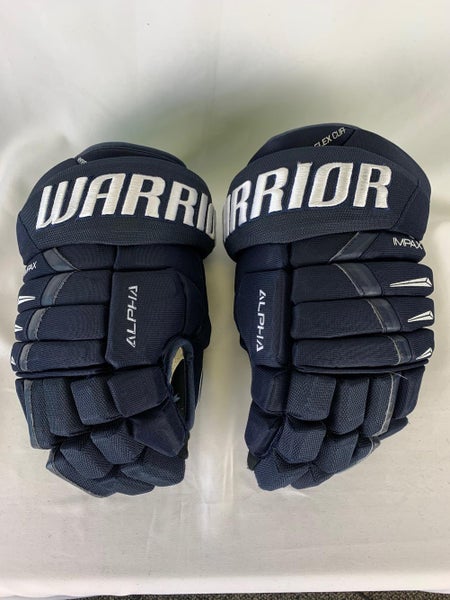 Navy Used Senior Warrior Alpha DX Pro Gloves 14" Pro Stock-Greenville Swamp Rabbits ECHL