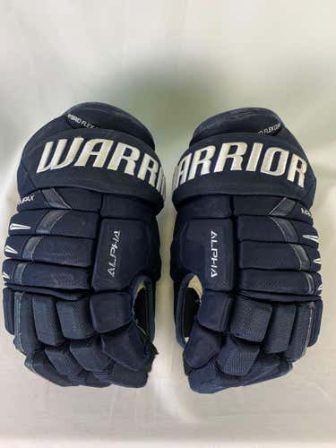 Navy Used Senior Warrior Alpha DX Pro Gloves 15" Pro Stock-Tulsa Oilers ECHL