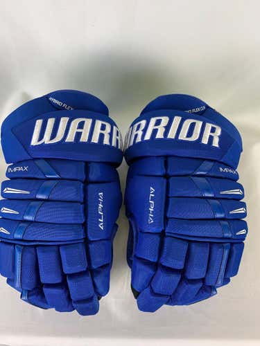 Blue Used Senior Warrior Alpha DX Pro Gloves 15" Pro Stock-Wichita Thunder ECHL