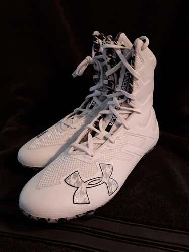 White New Men's Size 11 (Women's 12) Molded Cleats Under Armour High Top