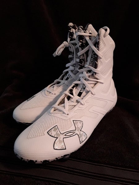 White New Men's Size 11 (Women's 12) Molded Cleats Under Armour High Top