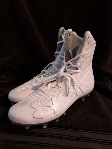 White New Men's Size 9.0 (Women's 10) Molded Cleats Under Armour High Top