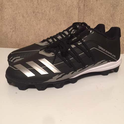 Adidas Mens Sz 11.5 Afterburner 6 MD Sp Baseball Cleat Shoes Black Silver