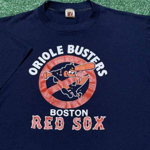 Boston Red Sox T Shirt Mens Large Vintage 80s Oriole Busters Funny MLB Baseball