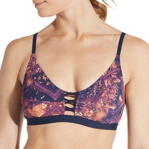 NWT CALIA BY CARRIE UNDERWOOD SAND MADALA SWIMSUIT TOP WOMENS XS LATTICE FRONT