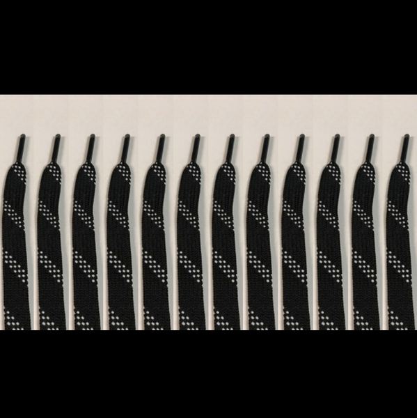BULK Black / White Tipped Lacrosse Shooting Lace 12 Count