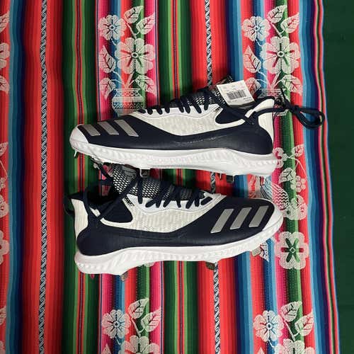 NEW Adidas Icon V Bounce Iced Out White/Blue Baseball Cleats