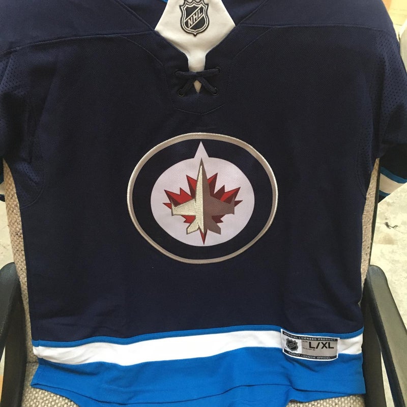 Monkeysports Winnipeg Jets Uncrested Junior Hockey Jersey in Navy Size Large/X-Large