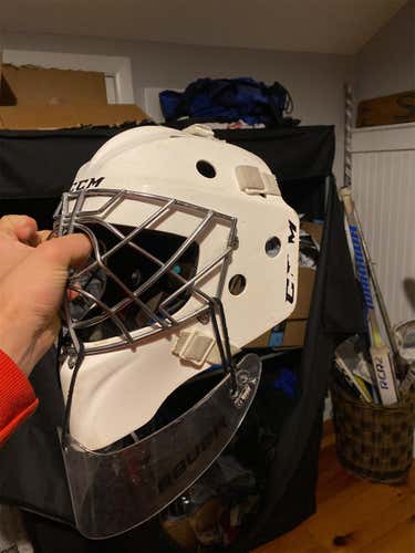 White Senior CCM CCM GFM 9000 NCCEYE Pro Stock Goalie Mask