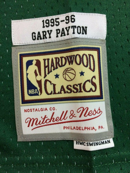 Men's Mitchell & Ness Gary Payton Green Seattle SuperSonics Big & Tall 1995-96 Hardwood Classics Swingman Jersey