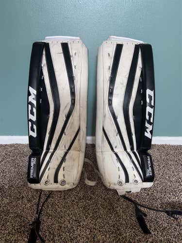 White Used 24" CCM Premier R1.5 Goalie Leg Pads