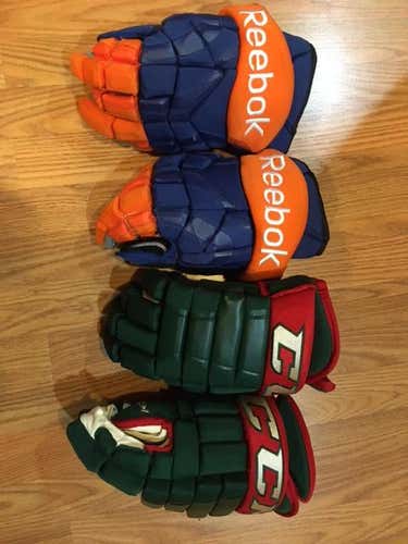 Green New Senior CCM HG97 Gloves 14" Pro Stock