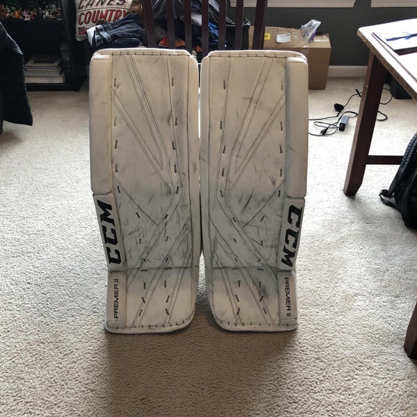 White Senior 33" CCM Premier II Pro Pro Stock Goalie Leg Pads